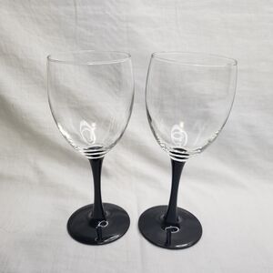 Domino Signature Cristal D'Arques Black Stem Wine Glass Pair Durand